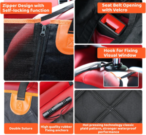 housse siège voiture chien avec fermeture éclair auto-bloquante et ouverture ceinture sécurisée