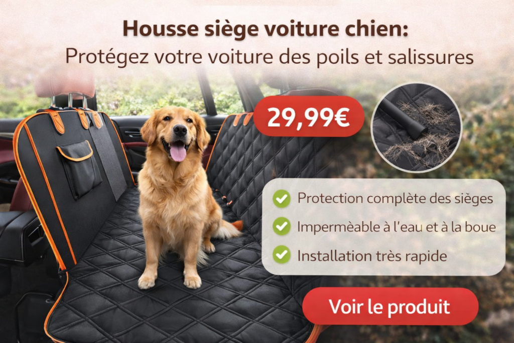 housse siège voiture chien imperméable installée sur banquette arrière avec protection contre poils boue et rayures