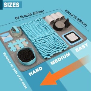 tapis de fouille chien format 64,5 x 43 cm adapté à toutes les tailles, plusieurs niveaux de difficulté pour activité mentale progressive