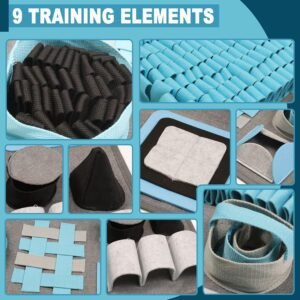 tapis de fouille chien avec 9 éléments d’entraînement, différentes textures et cachettes pour stimuler l’odorat et l’intelligence du chien