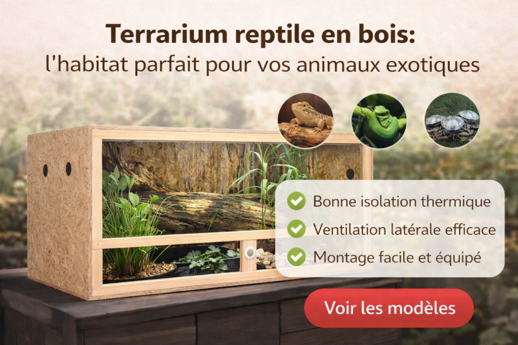 terrarium reptile en bois 120x60x60 cm avec isolation thermique et aération latérale pour serpents lézards et tortues