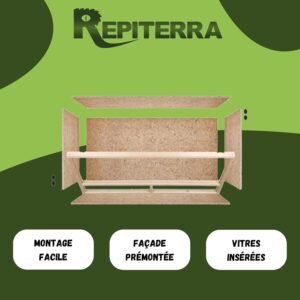 terrarium reptile en bois en kit avec montage facile façade prémontée et vitres insérées