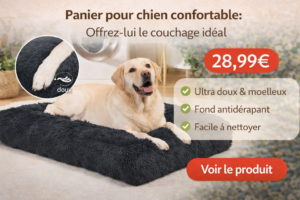 panier pour chien moelleux et confortable avec chien allongé dans un couchage doux antidérapant