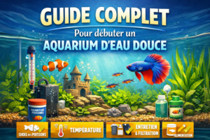 aquarium débutant d'eau douce avec poissons colorés, plantes aquatiques et équipement complet pour démarrer un aquarium facilement